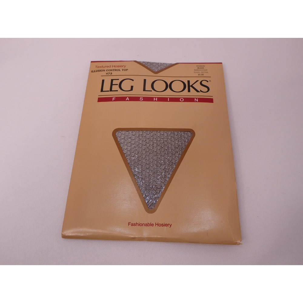 VTG Pantyhose Burlington Illusion Control Top 473 Leg Looks Black Fashion Medium